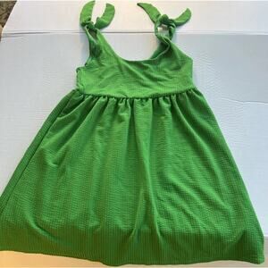Lulus Babydoll Green Waffle Texture Knit Tie-shoulder Strap Dress Small Petite